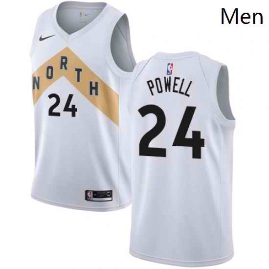 Mens Nike Toronto Raptors 24 Norman Powell Swingman White NBA Jersey City Edition